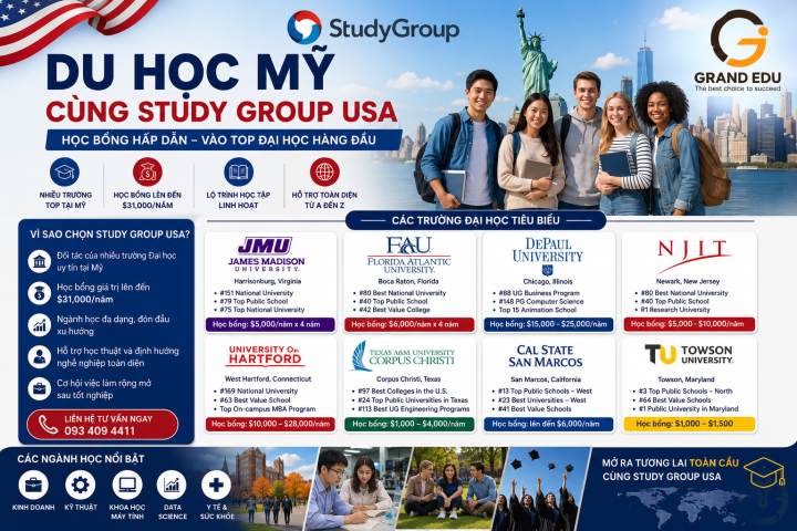 DU HỌC MỸ CÙNG STUDY GROUP USA – CƠ HỘI VÀO TOP ĐẠI HỌC HÀNG ĐẦU VỚI HỌC BỔNG HẤP DẪN