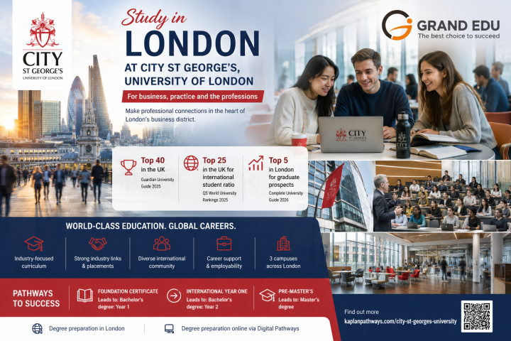 DU HỌC ANH QUỐC TẠI CITY ST GEORGE’S, UNIVERSITY OF LONDON: LỘ TRÌNH VÀO TOP ĐẠI HỌC GIỮA TRUNG TÂM LONDON