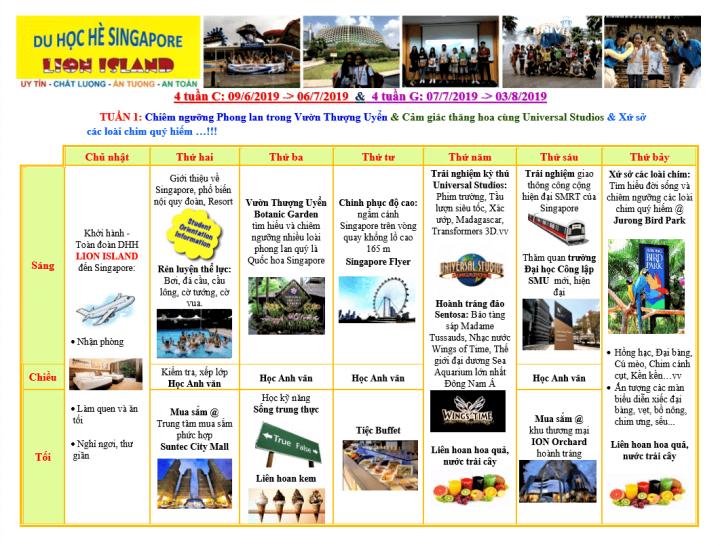 DU HỌC HÈ 2019 TẠI SINGAPORE LION ISLAND