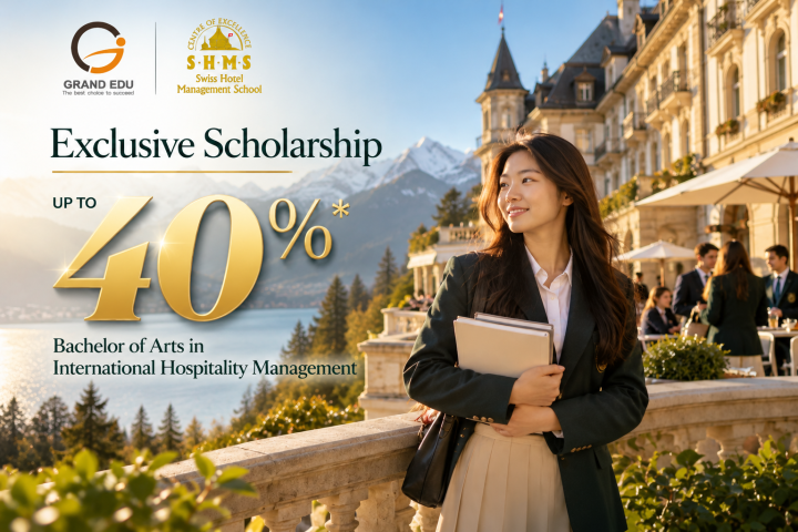 HỌC BỔNG SHMS 40%: CƠ HỘI TIẾT KIỆM HƠN 1,6 TỶ ĐỒNG CHO SINH VIÊN CỬ NHÂN QUẢN TRỊ KHÁCH SẠN TẠI THỤY SĨ