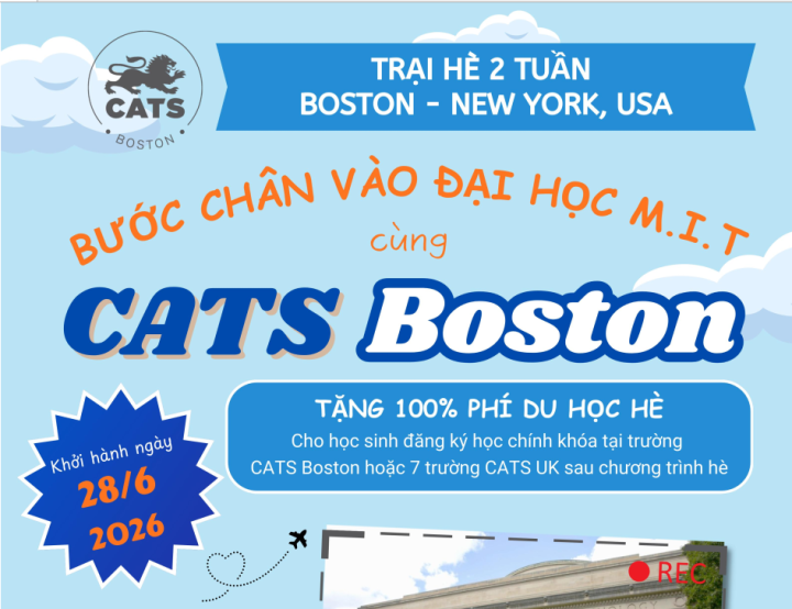 DU HỌC HÈ MỸ 2026: TRẠI HÈ BOSTON – NEW YORK CÙNG CATS BOSTON | BƯỚC ĐỆM VÀO MIT & HARVARD