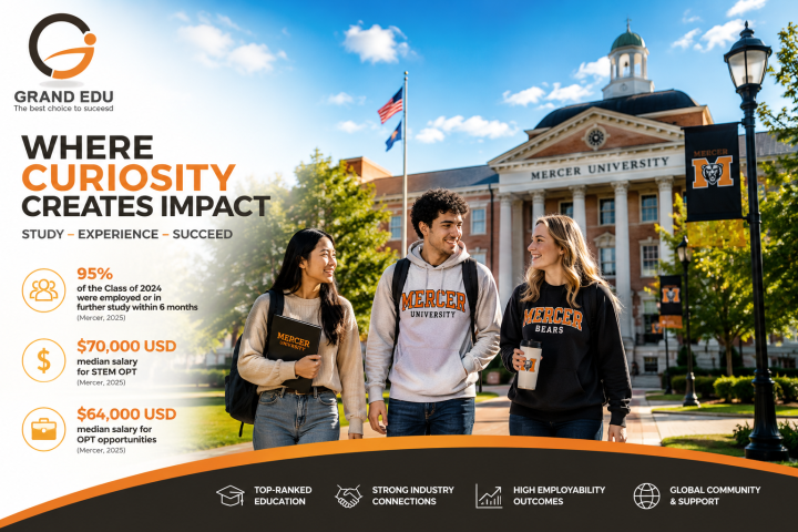 MERCER UNIVERSITY – HỌC STEM TẠI MỸ VỚI TỶ LỆ CÓ VIỆC SAU TỐT NGHIỆP LÊN ĐẾN 95%